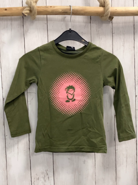 Trollkids  Langarmshirt  Gr. 110  oliv lachs Druck mit Troll 