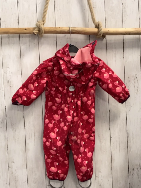 Jako-o  Softshelloverall Gr. 68  rot pink rosa Flamingos rosa Plüschfutter 