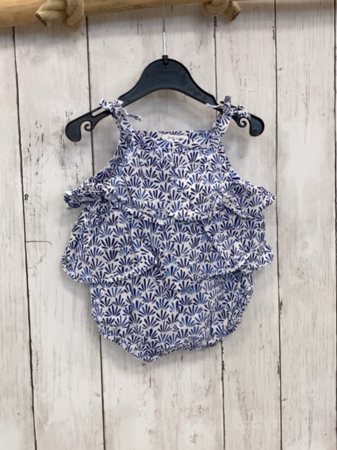 H&M  Playsuit  Gr. 56  weiß blauer Druck 