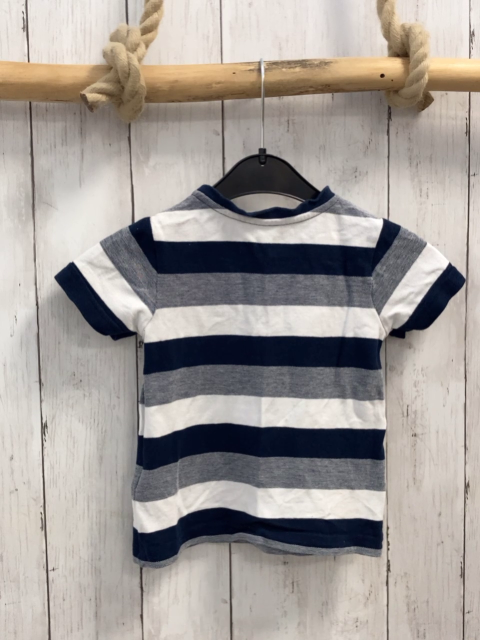   T-Shirt  Gr. 86  blau grau weiße Streifen Knopfleiste 