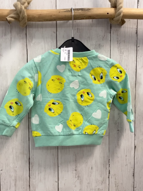 Pullover  Gr. 74  mint Tweety weiße Herzen 