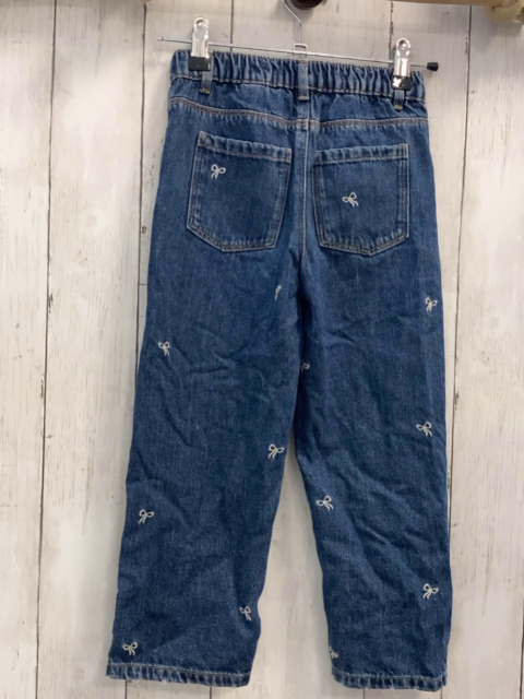 zara Hose Gr. 116  blau Jeans Bund verstellbar gestickte Schleifen