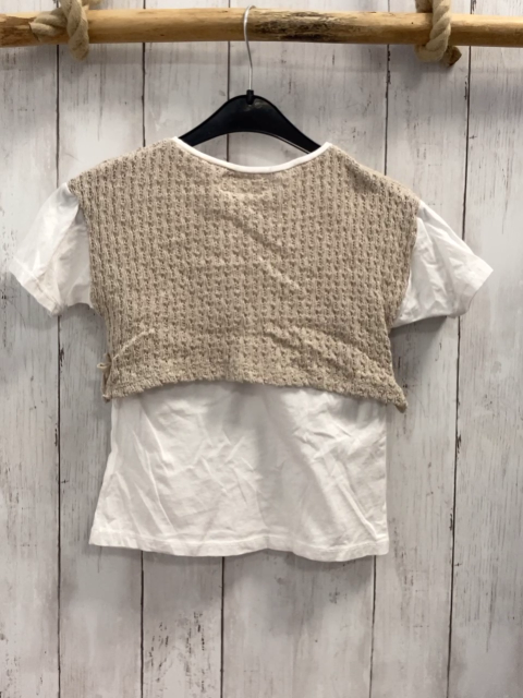 Zara  T-Shirt  Gr. 116  weiß + beige Strickpullunder 
