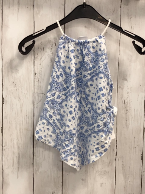 Zara  Sommerbluse  Gr. 116  weiß hellblauer Ornamentdruck 