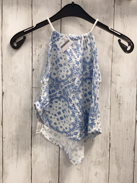 Zara  Sommerbluse  Gr. 116  weiß hellblauer Ornamentdruck 