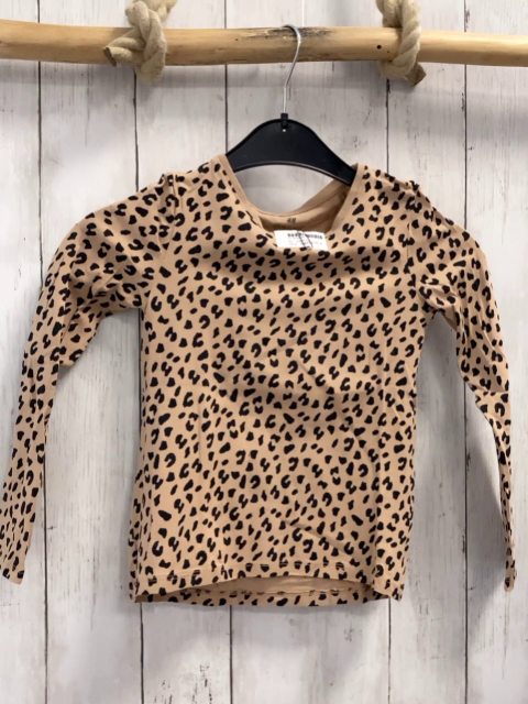 H&M  Lanagarmshirt  Gr. 122/128  hellbraun schwarzer leoprint 