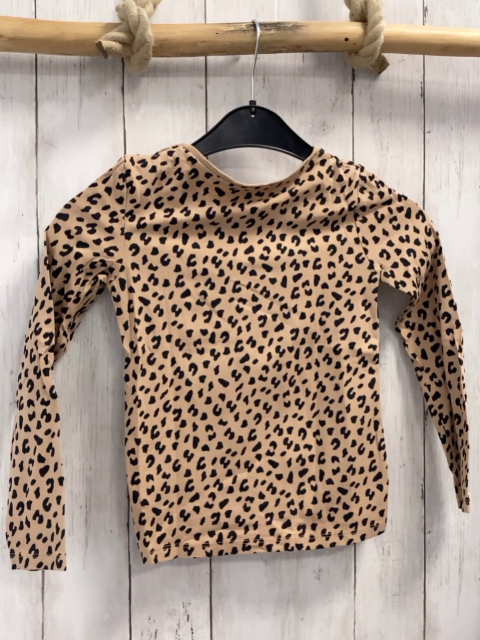 H&M  Lanagarmshirt  Gr. 122/128  hellbraun schwarzer leoprint 