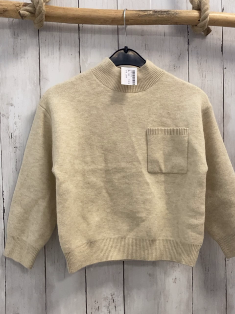 Zara  Pullover  Gr. 122  beige Strick Brusttasche 