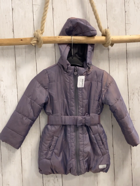 S´Oliver  Jacke  Gr. 98  grau mit lachs Schimmer Kapuze Gürtel mit Schleife 