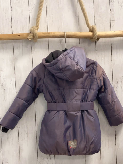 S´Oliver  Jacke  Gr. 98  grau mit lachs Schimmer Kapuze Gürtel mit Schleife 