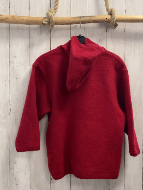 neu Disana  Walkjacke  Gr. 128  rot 100 % Schurwolle Kapuze 