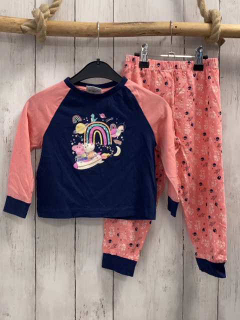 2tlg Peppa Pig  Schlafanzug Gr. 92  blau lachs Ufo Peppa Pig 