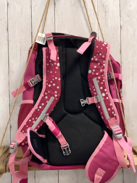 neu  Schulrucksack weinrot himbeere rosa mit Punkten 