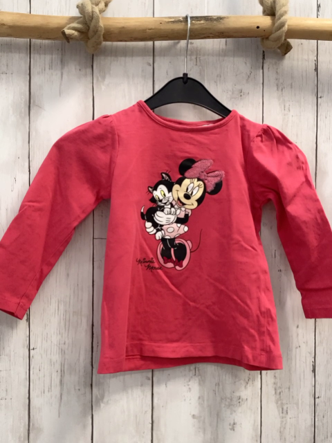 Disney  Langarmshirt  Gr. 98  hellrot Minnie Mouse mit Pailettenschleife 