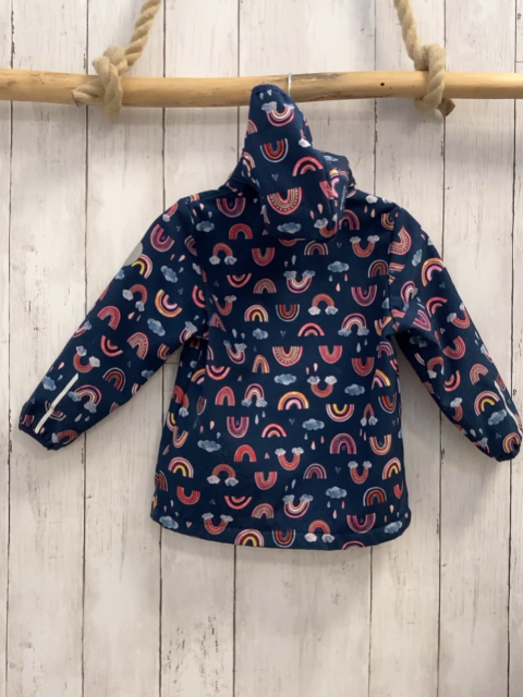 Name it  Softshelljacke  Gr. 92  blau bunte Bögel Wolken Kapuze pink Fleecefutter 