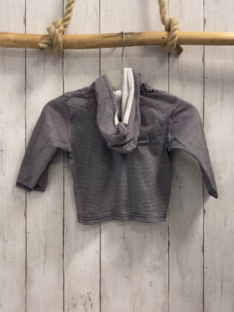 Steiff  Sweatjacke  Gr. 80  blau hellgraue Streifen Kapuze 