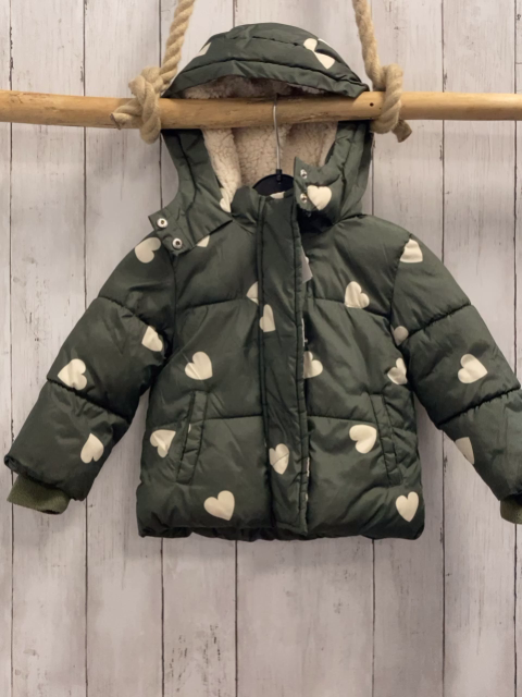 GAP  Winterjacke  Gr. 92  oliv beige Herzen + Teddyfutter 