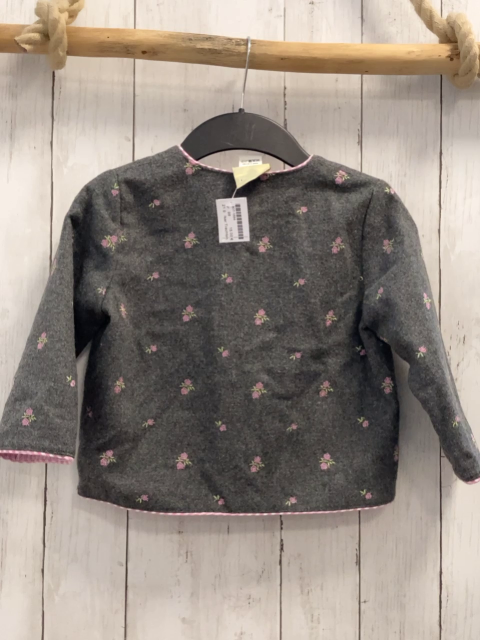 Isar Trachten  Trachtenjacke Gr. 98  grau rosa Blumen + rosa weiß karierter Bund + Futter 