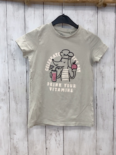 T-Shirt Gr. 128  grau Hund weiße schrift