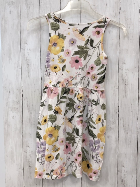 H&M Kleid Gr. 134  weiß oliv rosa Blumen