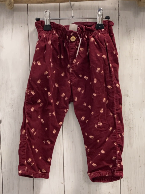 H&M  Hose Gr. 80  weinrot Kord Blumen gefüttert 