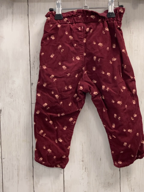 H&M  Hose Gr. 80  weinrot Kord Blumen gefüttert 