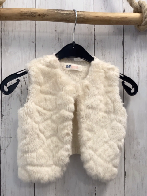 H&M  Weste Gr. 98  beige Fell Rückseite Strick 