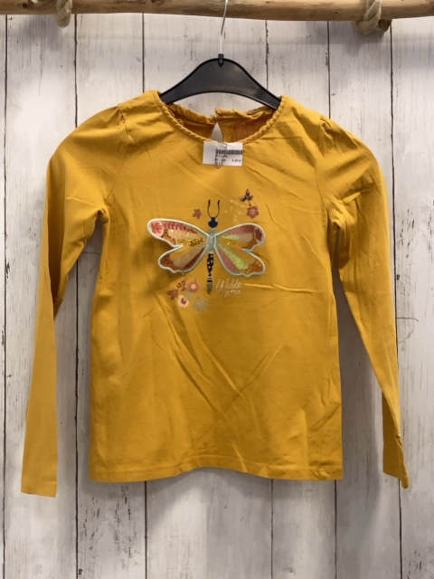   Langarmshirt  Gr. 134  mais Schmetterling mit bunten Pailetten 