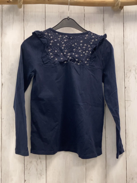 S´Oliver  Langarmshirt  Gr. 140  blau silber Glitzerblumen