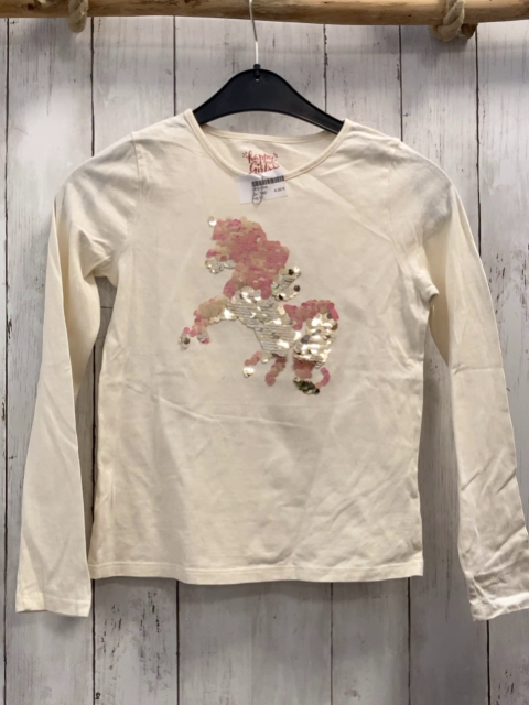   Langarmshirt  Gr. 140  creme Pailetteneinhorn 