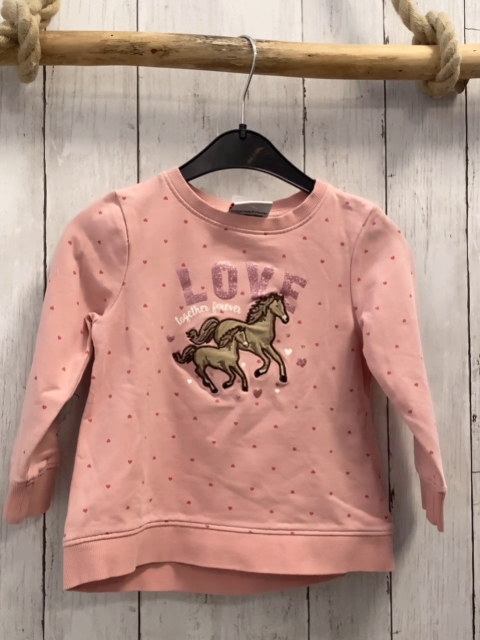   Pullover  Gr. 98  rosa Pferd rote Herzen rosa Glitzerschrift 