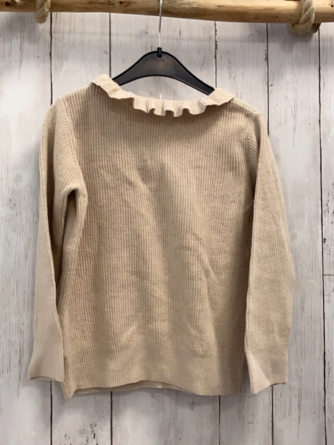   Pullover  Gr. 110  beige Strick Rüschenkragen 