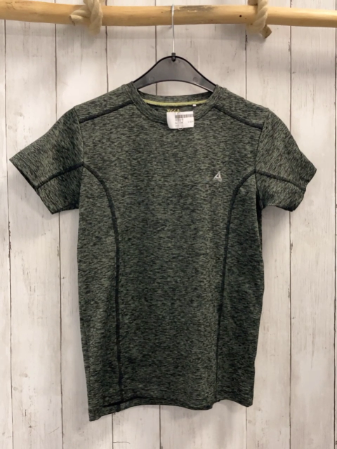   Sportshirt  Gr. 134  grau mint meliert schwarze Nähte 