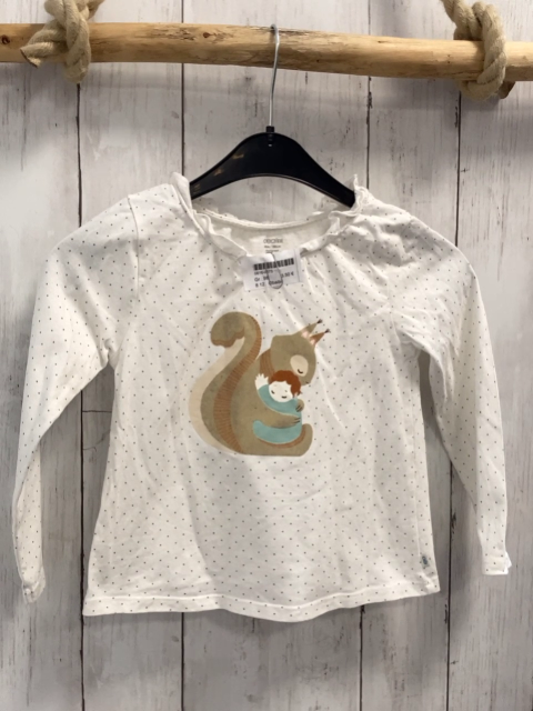 Obaibi Langarmshirt Gr. 98  weiß blaue Punkte Eicchhörnchen 