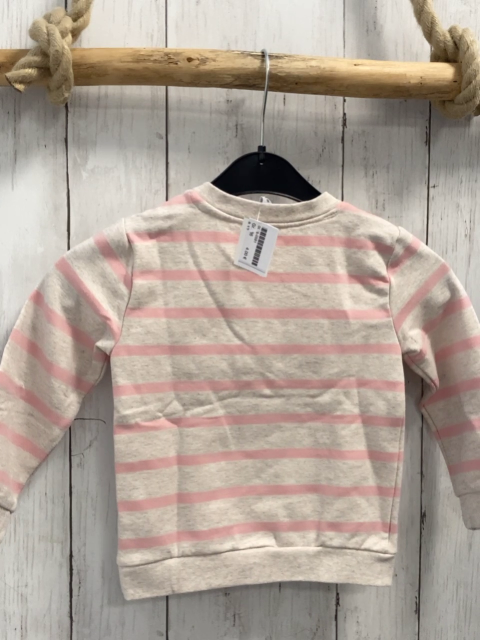   Pullover  Gr. 86  beige rosa Streifen Pferde pink Glitzerschmetterlinge 