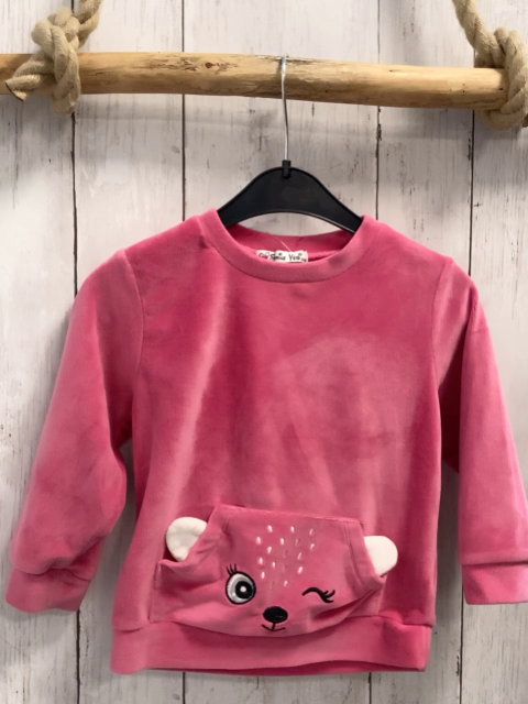   Pullover  Gr. 98  pink Nicky Bauchtasche mit Tiergesicht 