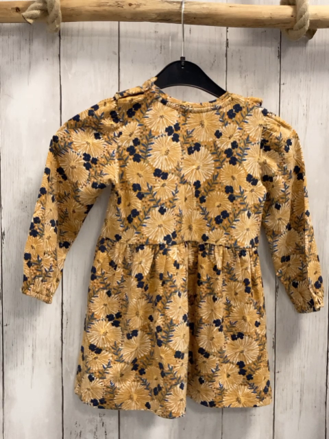 Noa Noa  Kleid  Gr. 92  ocker weiß graue Blumen blaue Bläter 