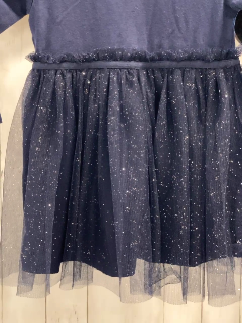 H&M  Kleid  Gr. 86  blau + Tüllrock mit silber Glitzerpunkten 