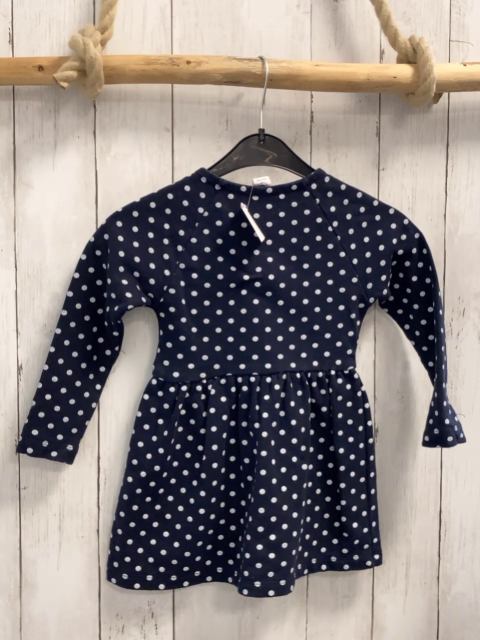Petit Bateau  Kleid  Gr. 104  dunkelblau hellgraue Punkte 