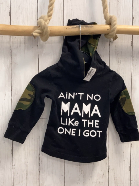  Langarmshirt Gr. 80  schwarz weiße Schrift camouflage