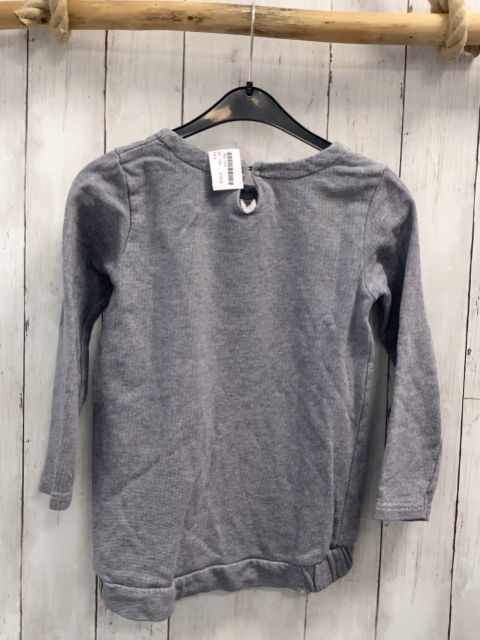   Pullover  Gr. 122  grau hellgraue Streifen silber Pailettenherz