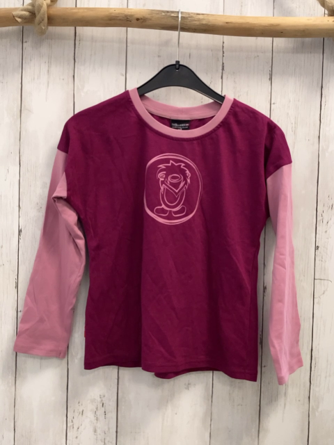 Trollkids  Langarmshirt  Gr. 128  pflaume rosa Ärmel + Bund 