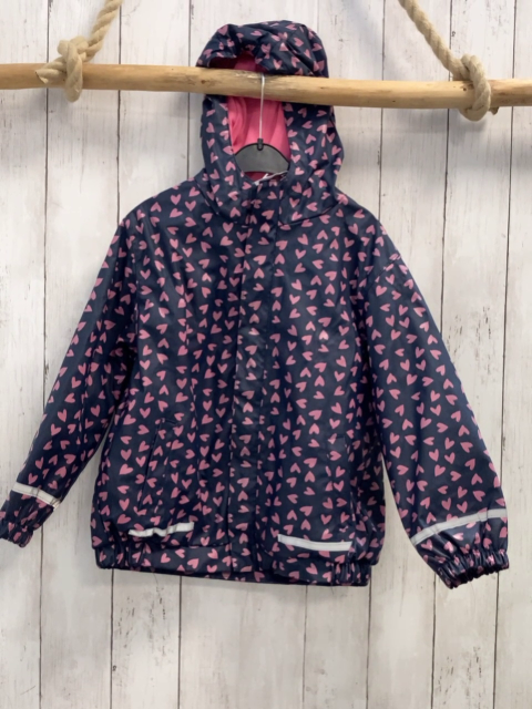   Regenjacke Gr. 116  grau rosa Herzen 