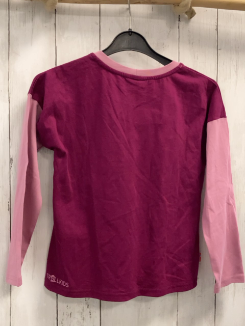 Trollkids Langarmshirt Gr. 128  lila rosa Ärmel + Bund