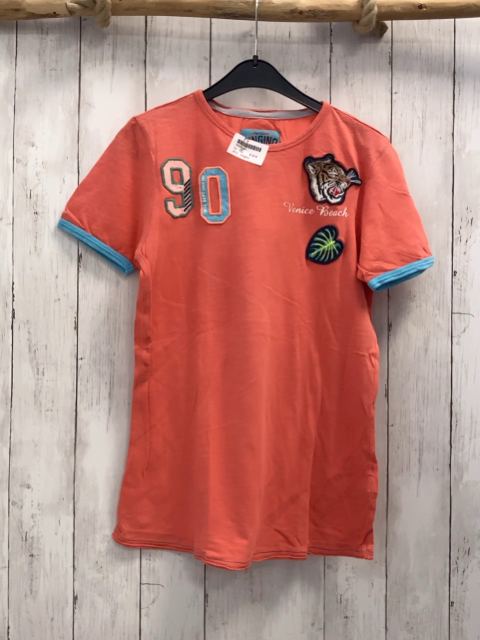 Vingino T-Shirt  Gr. 152  hellrot Aufnäher hellblauer Bund 
