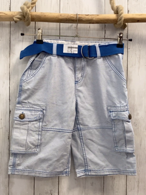 2tlg  Shorts + Gürtel Gr. 152  weiß hellblaue Strefen + hellblau 
