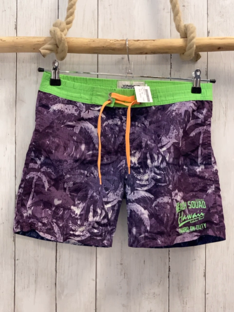 Vignino Badeshorts  Gr. 152  grau hellgraue Palmen hellgrüner Bund mit orange Kordel