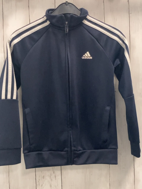 Adidas Joggingjacke Gr. 128  blau weiße Streifen