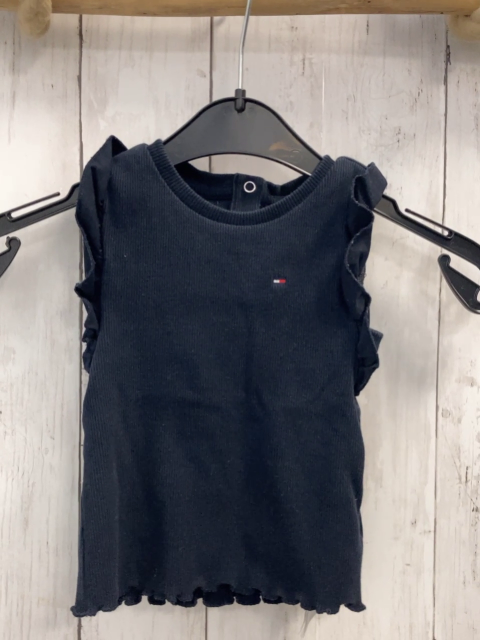 Tommy Hilfiger  T-Shirt  Gr. 74  blau Rippen Rüschenbund 