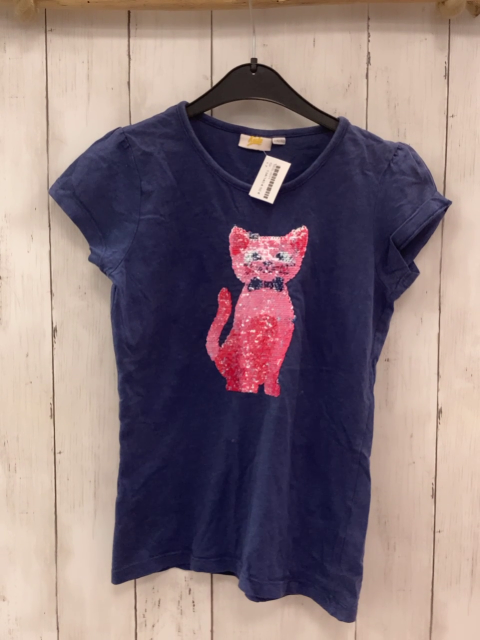   T-Shirt Gr. 134/140  blau Pailettenkatze 